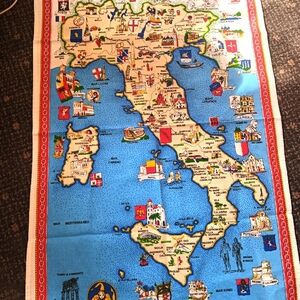 Vintage Colorful Italy Map Tea Towel
